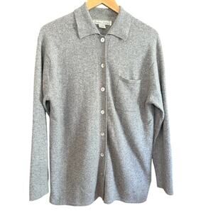 STEPHANIE ANDREWS | Gray Heather Cashmere Pocket Front Collared Cardigan Medium